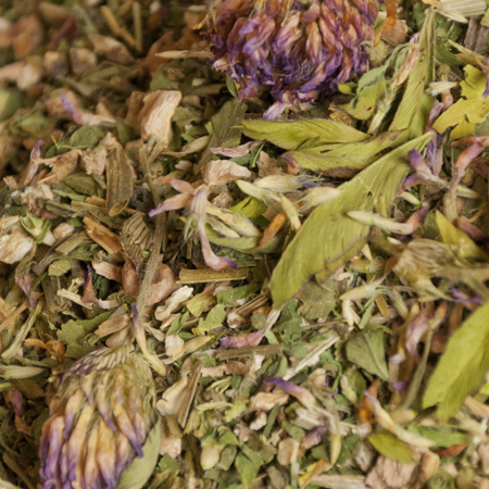 Close-up view of Organic Detox Tea, one of the premier herbal teas for detox, with a blend of cleansing herbs like Burdock and Dandelion root.